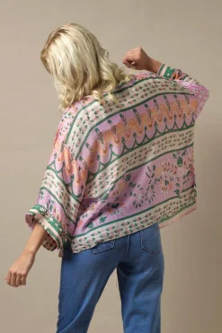 Folk Flowers Pink Kimono