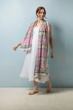 Folk Flowers Pink Scarf