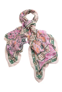 Folk Flowers Pink Scarf