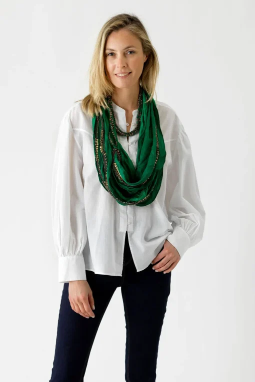 Indian Heritage Green Necklace Scarf