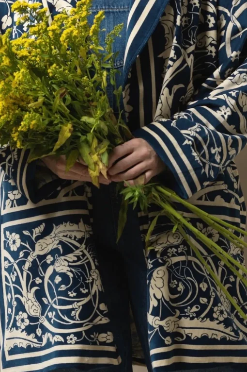 Jaipur Blue Velvet Boyfriend Jacket