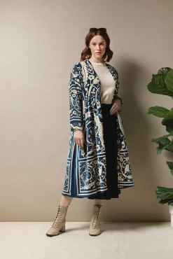 Jaipur Blue Velvet Duster Coat