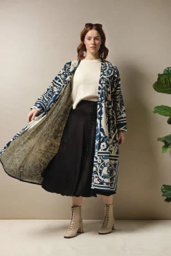 Jaipur Blue Velvet Duster Coat