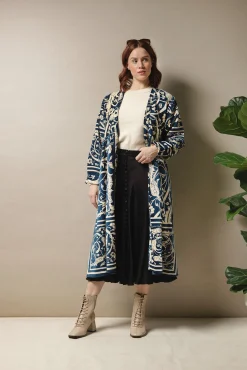 Jaipur Blue Velvet Duster Coat