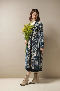 Jaipur Blue Velvet Duster Coat