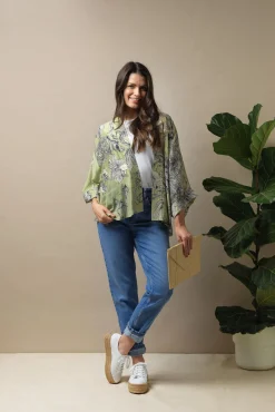 Kew Etched Floral Fern Kimono