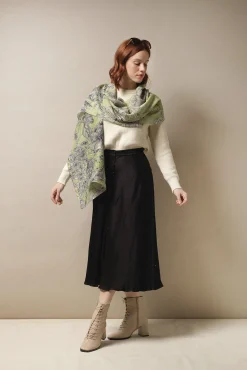 Kew Etched Floral Fern Scarf