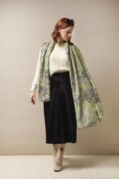 Kew Etched Floral Fern Scarf