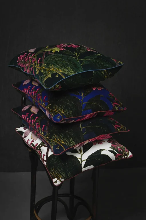 Kew Magnolia Purple Velvet Square Cushion