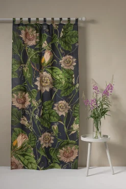 Kew Passion Flower Grey Linen Panel