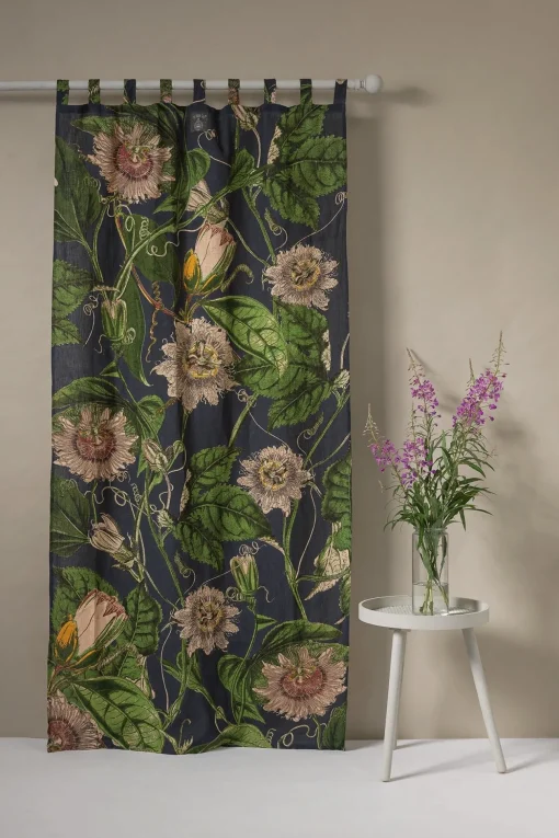 Kew Passion Flower Grey Linen Panel