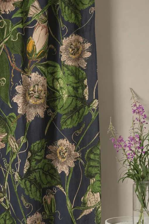 Kew Passion Flower Grey Linen Panel