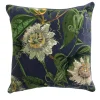 Kew Passion Flower Grey Velvet Square Cushion