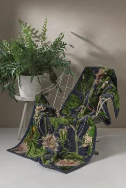 Kew Passion Flower Grey Velvet Throw