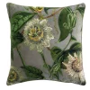 Kew Passion Flower Stone Velvet Square Cushion