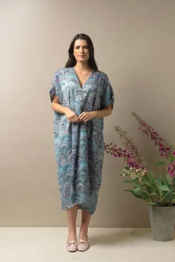 Marbled Blue Shift Dress
