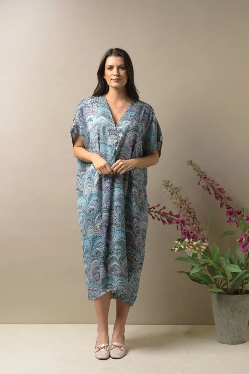 Marbled Blue Shift Dress