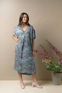 Marbled Blue Shift Dress