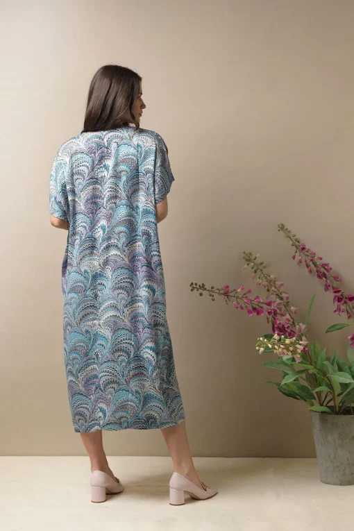 Marbled Blue Shift Dress