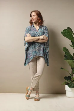 Marbled Blue Tunic Top