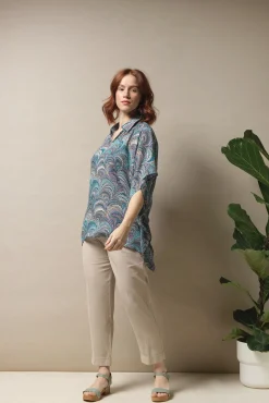 Marbled Blue Tunic Top