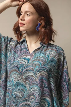 Marbled Blue Tunic Top