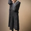 Marbled Indigo Crepe Long Kimono