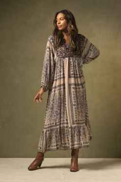 Mehndi Blue Boho Dress