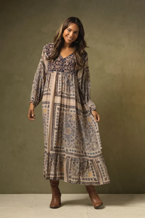 Mehndi Blue Boho Dress