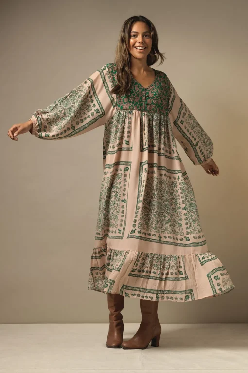 Mehndi Green Boho Dress