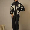 Stork Black Crepe Kimono