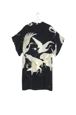 Stork Black Midi Kimono