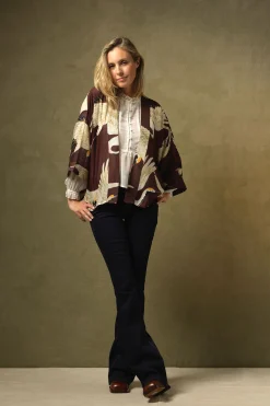 Stork Burgundy Kimono