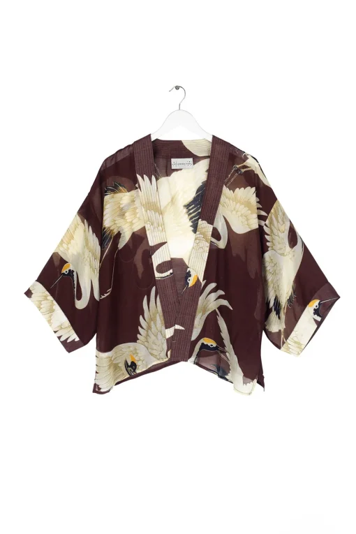 Stork Burgundy Kimono