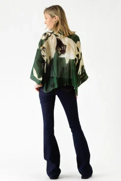Stork Forest Green Kimono