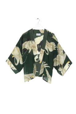Stork Forest Green Kimono