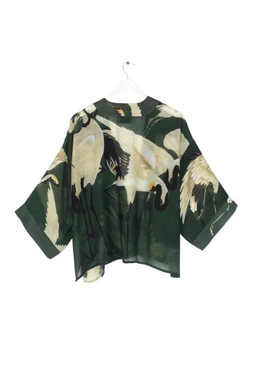 Stork Forest Green Kimono