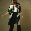 Stork Forest Green Midi Kimono