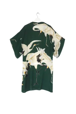 Stork Forest Green Midi Kimono