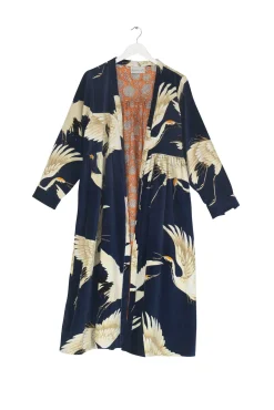 Stork Navy Velvet Duster Coat