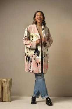 Stork Pink Velvet Boyfriend Jacket