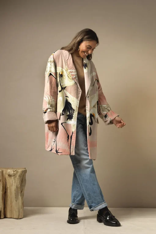 Stork Pink Velvet Boyfriend Jacket