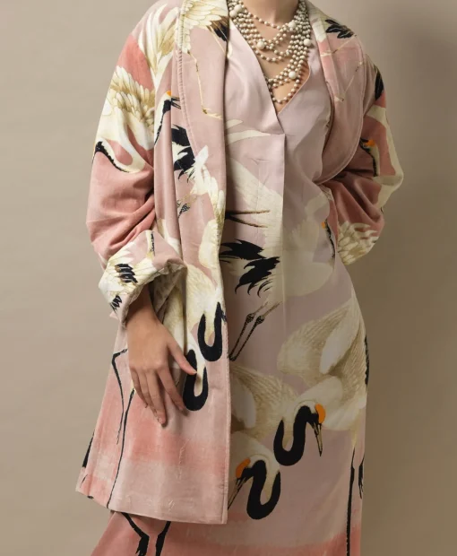 Stork Pink Velvet Boyfriend Jacket