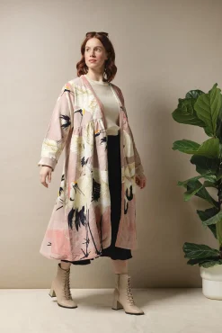 Stork Pink Velvet Duster Coat
