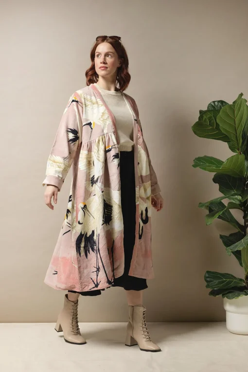 Stork Pink Velvet Duster Coat