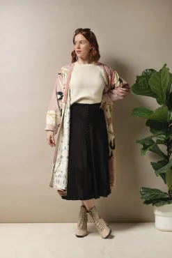 Stork Pink Velvet Duster Coat
