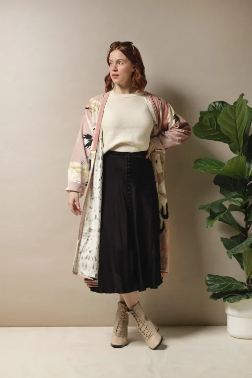 Stork Pink Velvet Duster Coat