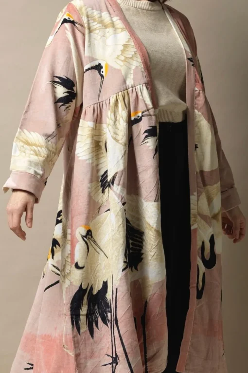 Stork Pink Velvet Duster Coat