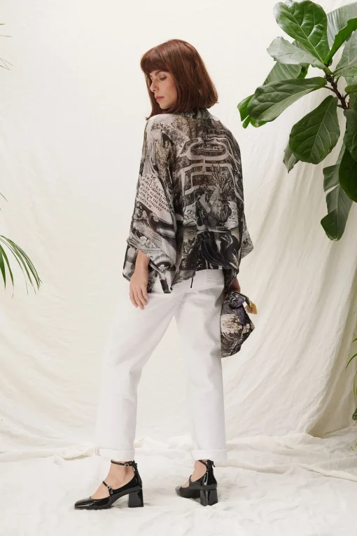 Sunburst Grey Kimono