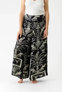 Vintage Damask Black Palazzo Pant